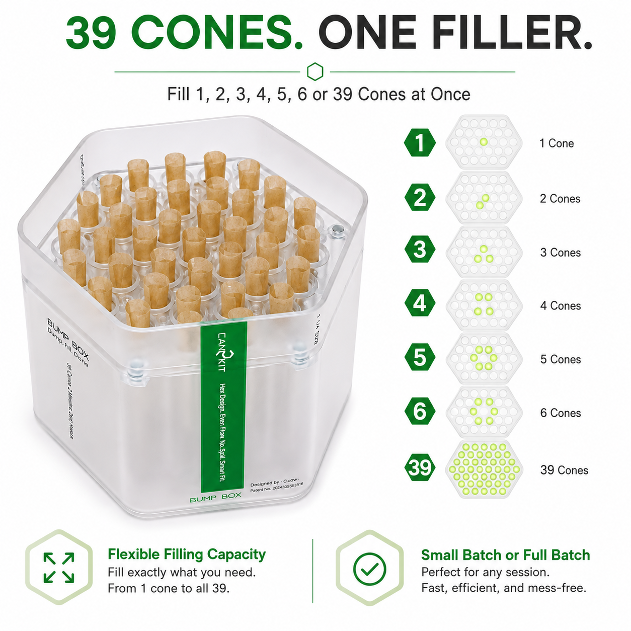 Can2kit Bump Box 39 Cone Filler,Cone Loader Filling Device for 1 1/4 size cone ,Fills 1,2,3,4,5,6 or 39 Cones at a Time!