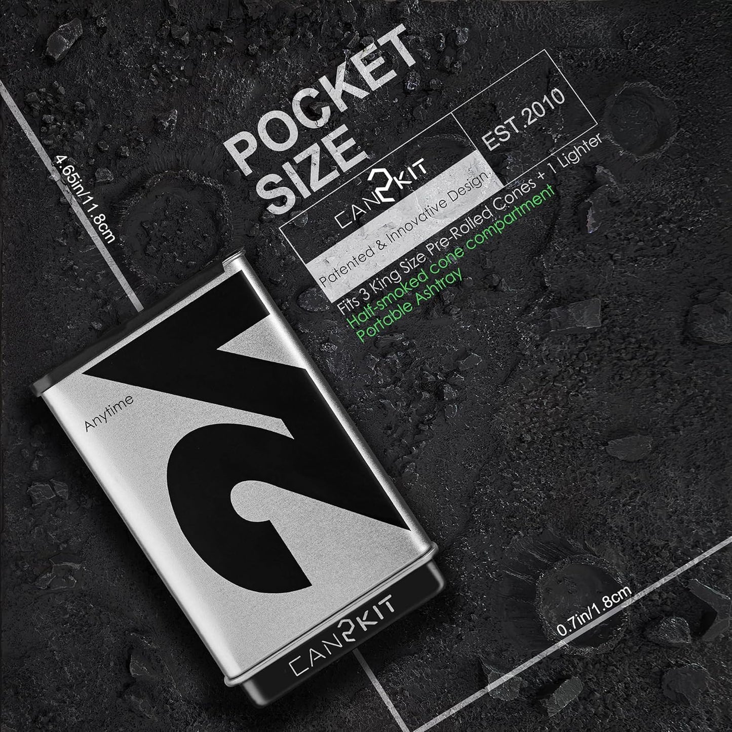 Can2kit Pre-roll Cone Carrying Case|Premium Metal Cigarette Holder|Holds 3 King Size Cones with 1 Lighter|Half-Smoked Storage|Pre Rolled Cone Storage Box