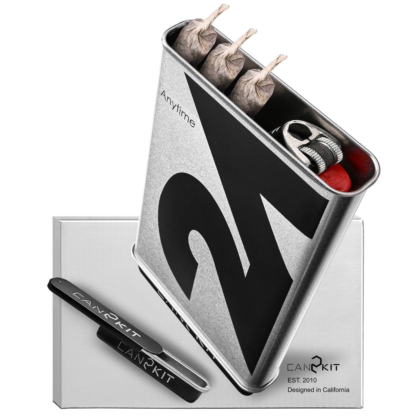 Joint Case-Portable Pre Roll Holder, Holds 3 King Size Cones with 1 Lighter, Half-Smoked Storage